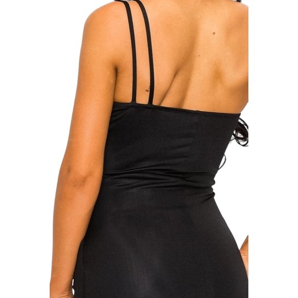 Privy One Shoulder High Leg Slit Maxi Dress Black Size Large NWT - Picture 3 of 4